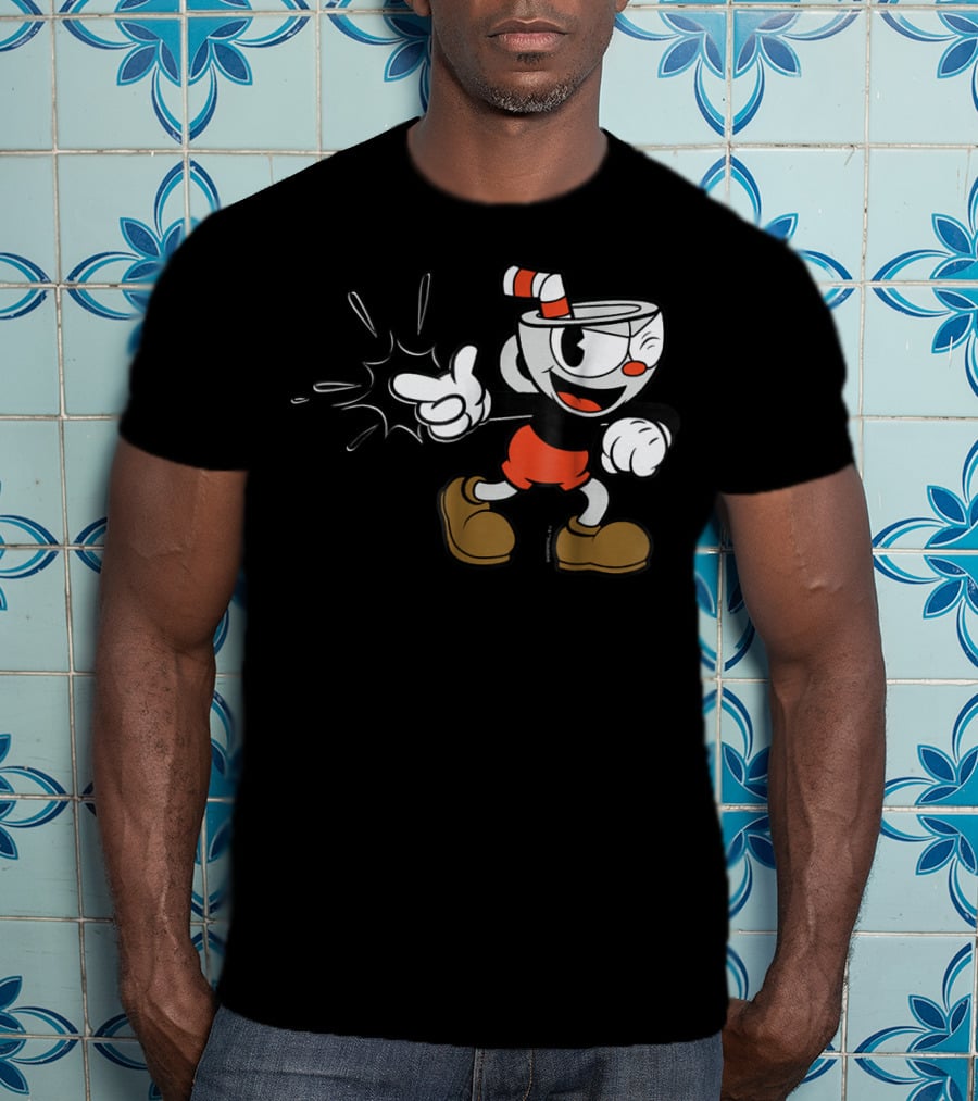 Cuphead Classic Wink Finger Snap Clap Iconic Pose T-Shirt
