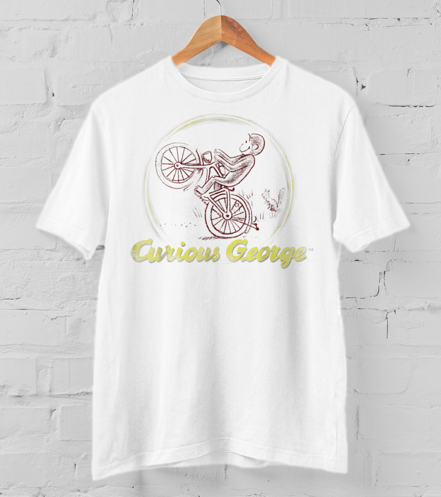 Curious George Bicycle Ride Classic Circle T-Shirt