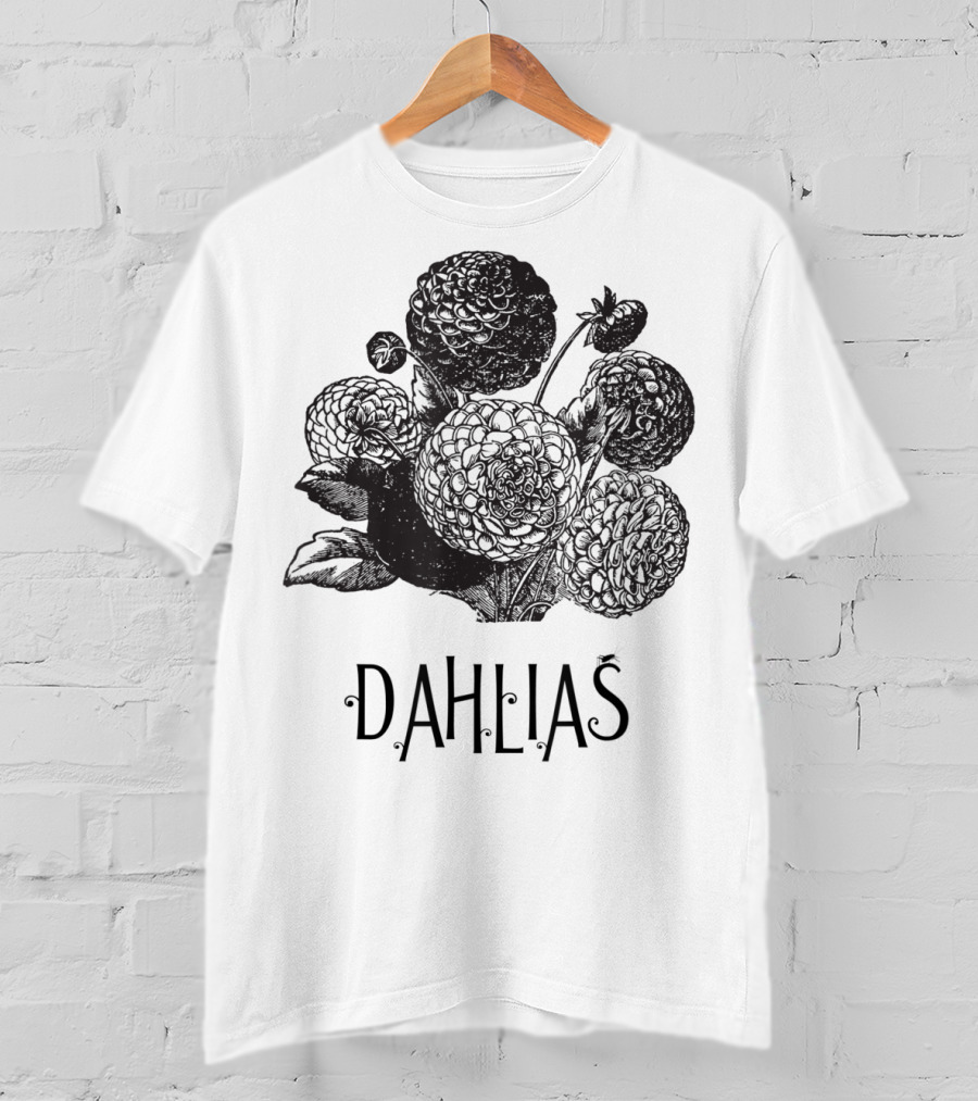 Dahlias Vintage Antique Floral Blooms T-Shirt