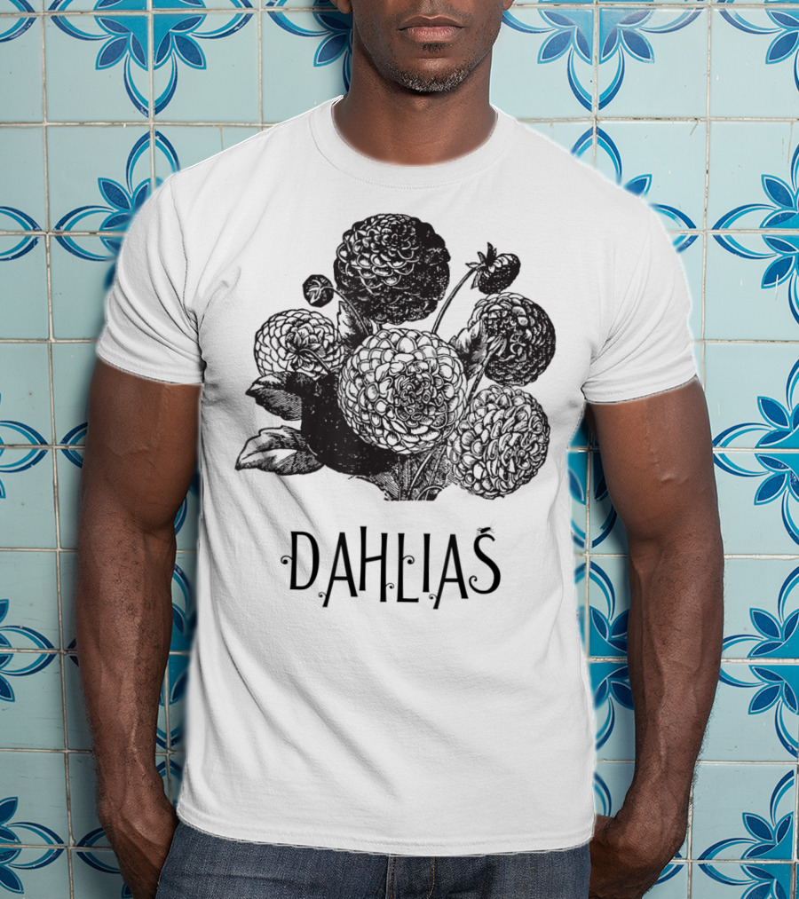 Dahlias Vintage Antique Floral Blooms T-Shirt