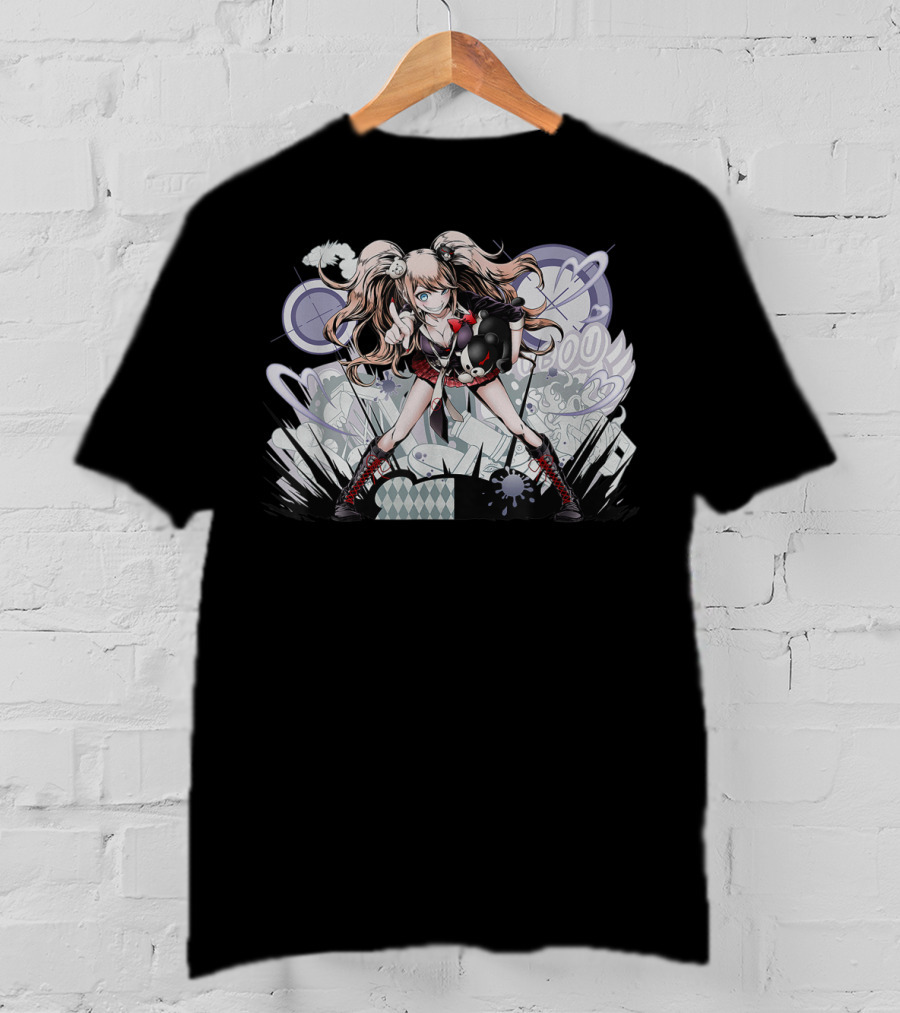 Danganronpa's Monokumas Classics Iconic Anime Character With Bear And Stylized Background T-Shirt