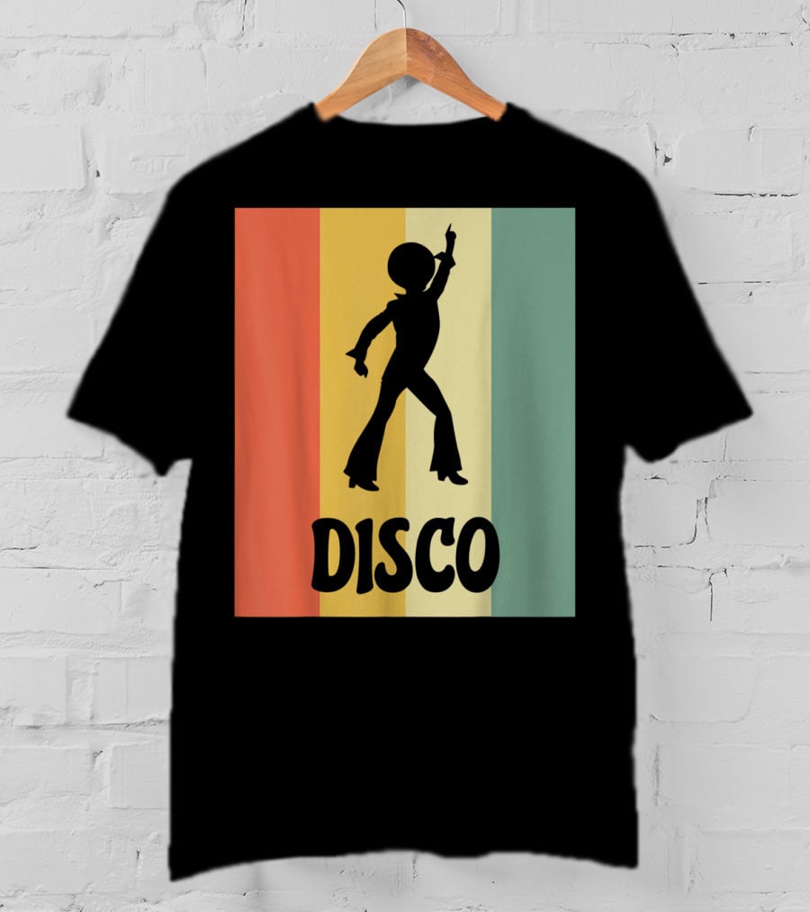 Disco Retro Funk Groove On Color Stripes T-Shirt