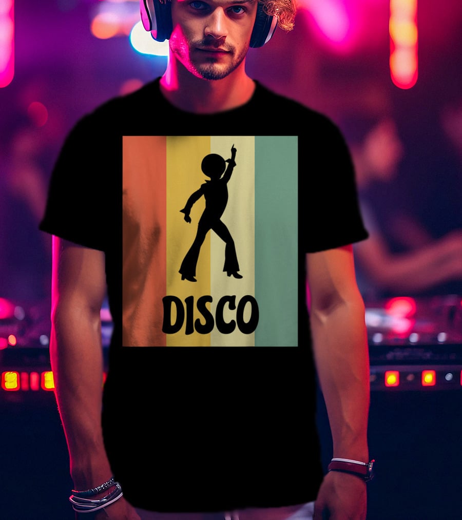 Disco Retro Funk Groove On Color Stripes T-Shirt