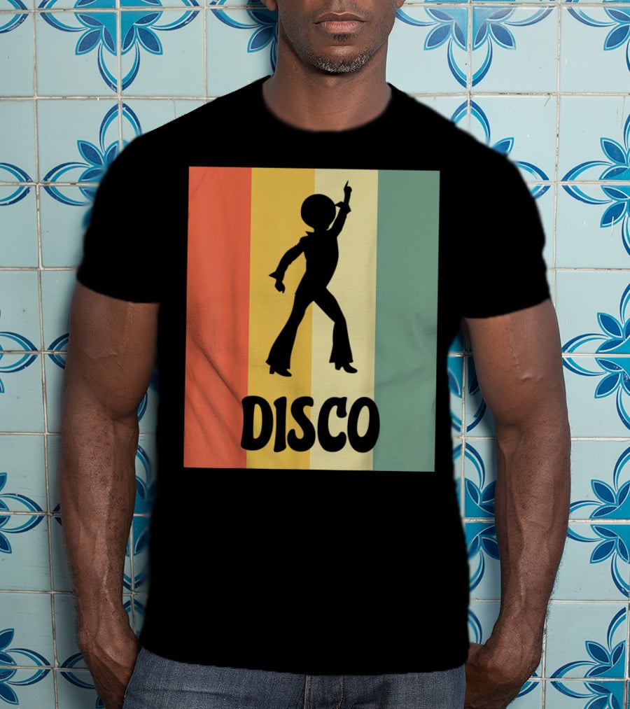 Disco Retro Funk Groove On Color Stripes T-Shirt