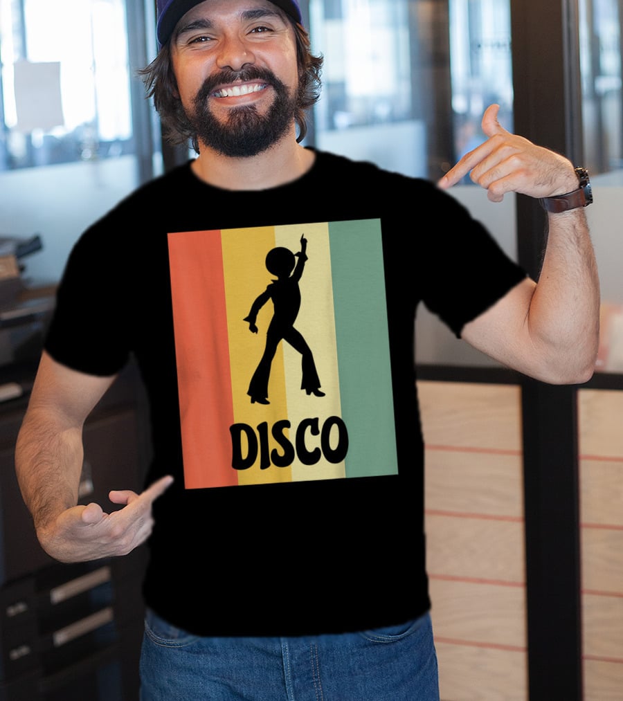 Disco Retro Funk Groove On Color Stripes T-Shirt