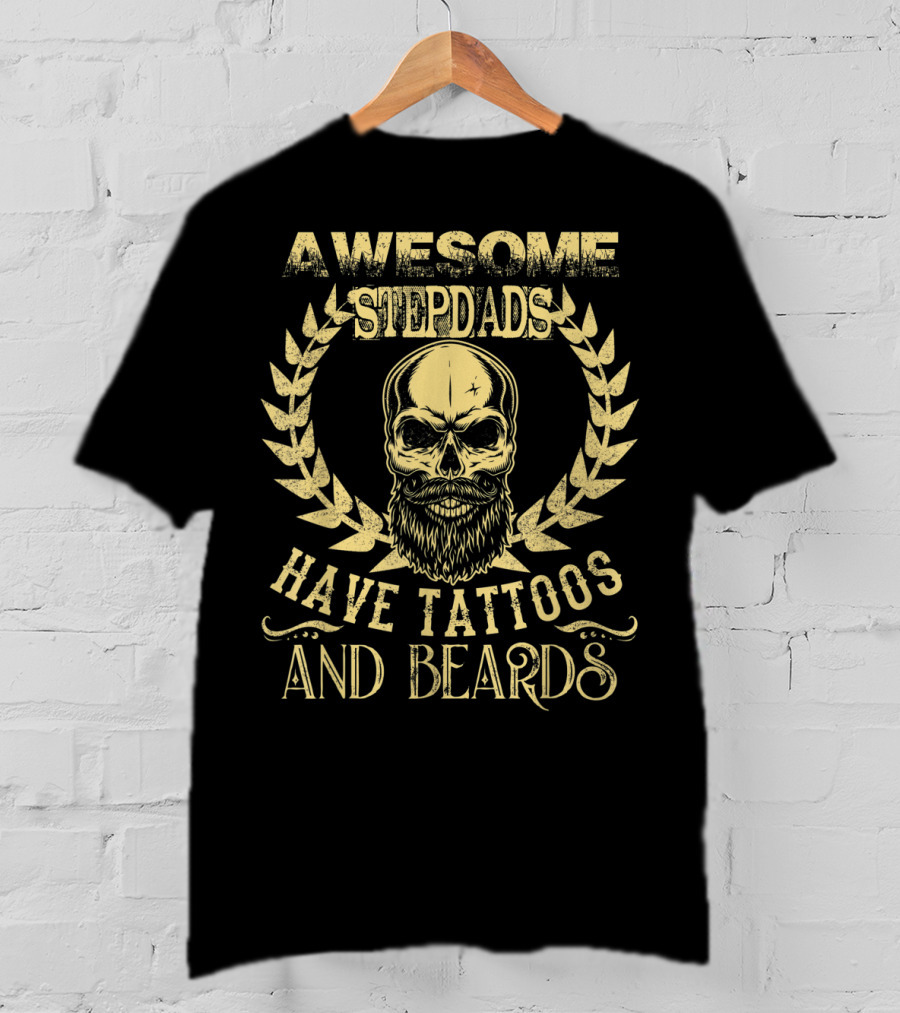 Awesome Stepdads With Tattoos And Beards Featuring Skull T-Shirt