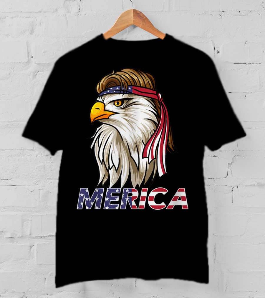 Bald Eagle Mullet Bandana Merica USA T-Shirt