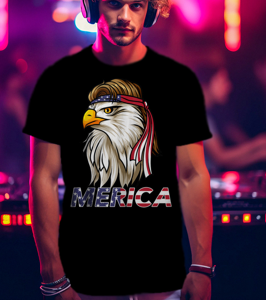 Bald Eagle Mullet Bandana Merica USA T-Shirt