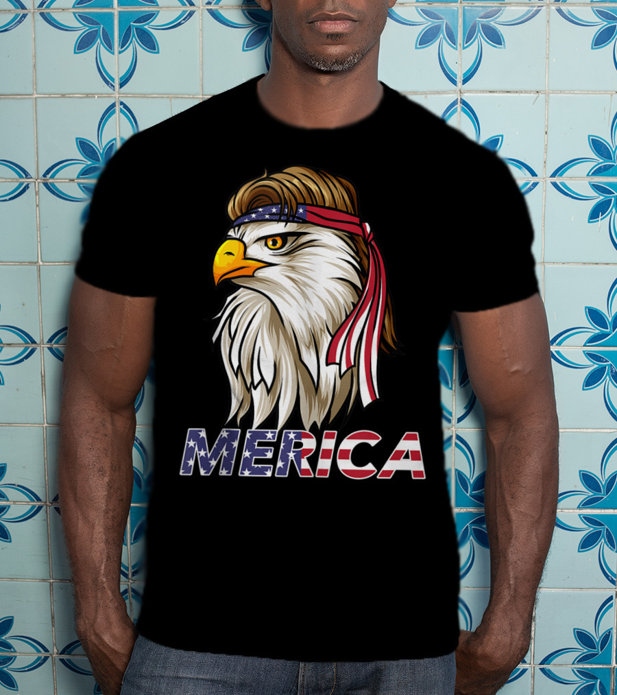 Bald Eagle Mullet Bandana Merica USA T-Shirt