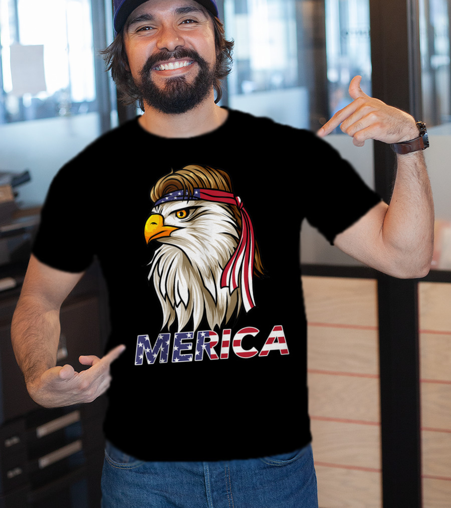 Bald Eagle Mullet Bandana Merica USA T-Shirt