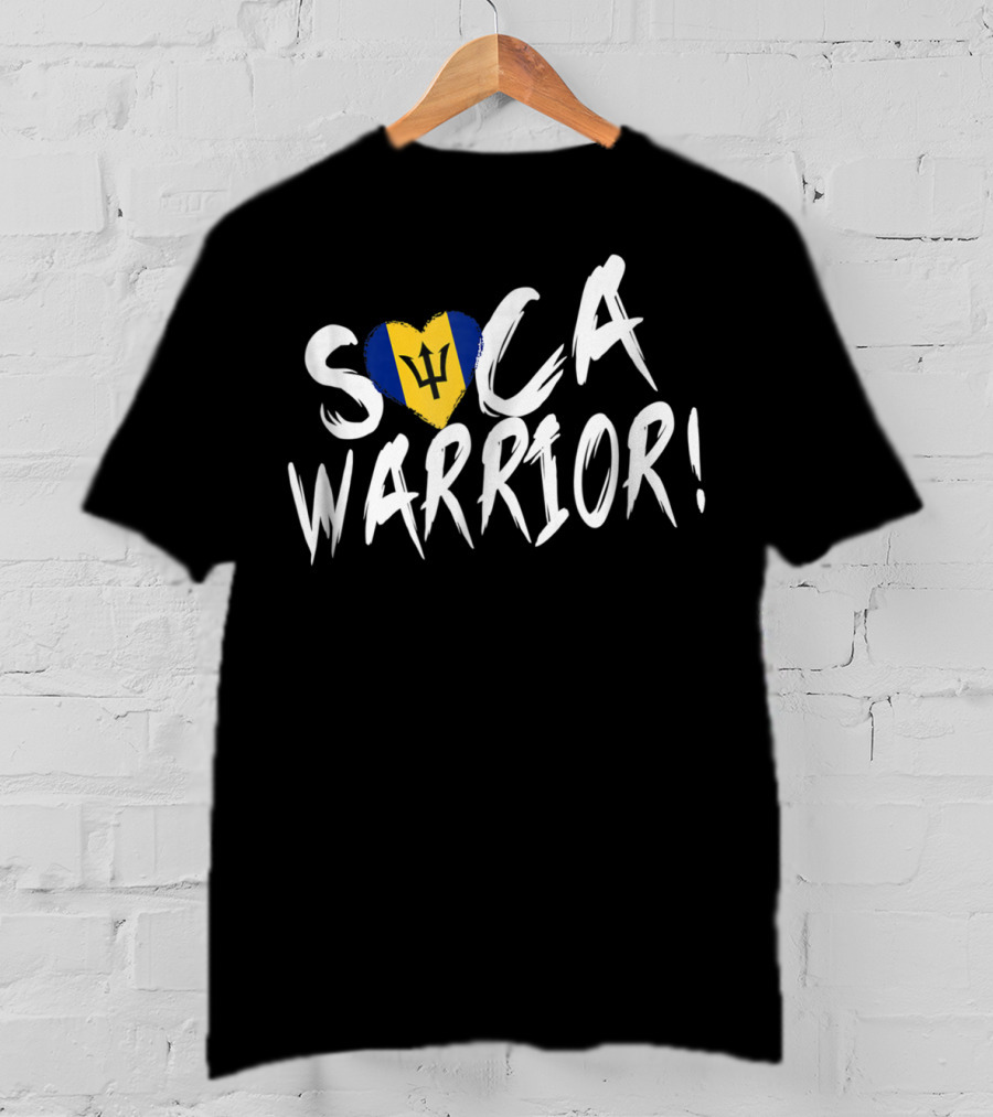 Soca Warrior Barbados Flag Heart West Indian Carnival Fete T-Shirt