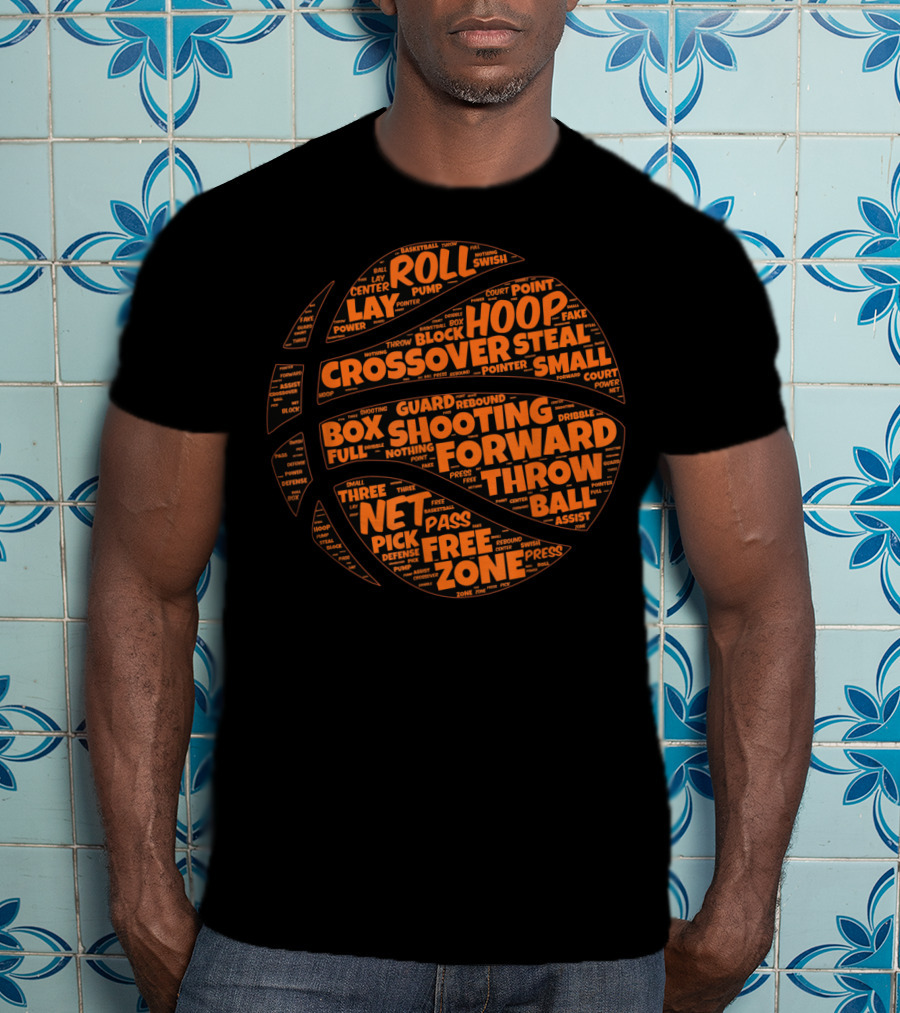Basketball Sayings Typography In Orange Featuring Crossover Hoop Forward Play T-Shirt
