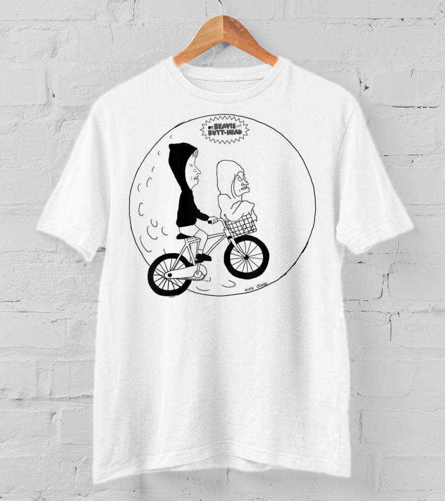 Beavis And Butthead On Bike Parody Extra Terrestrial Moon Scene T-Shirt