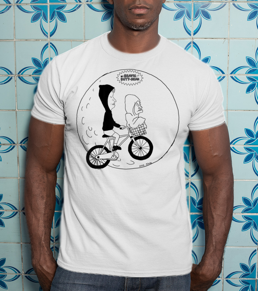 Beavis And Butthead On Bike Parody Extra Terrestrial Moon Scene T-Shirt