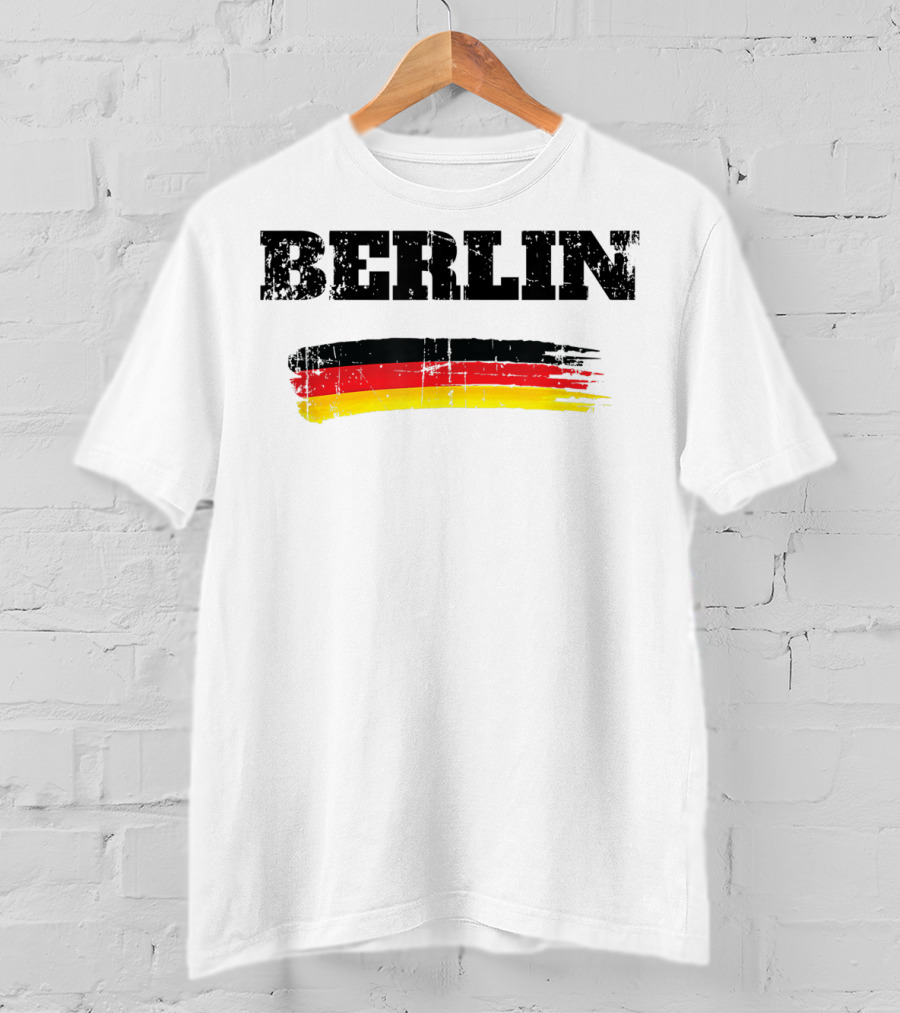 Berlin Germany Black Red Gold Flag Brushstroke T-Shirt