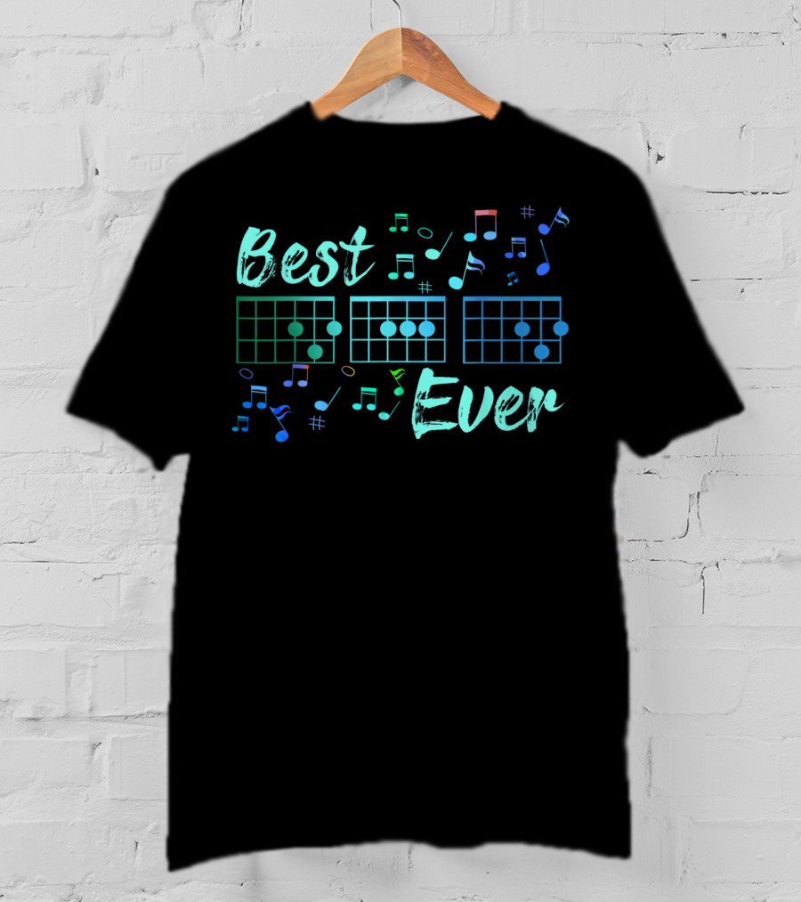 Best Dad Ever Guitar Chord Music Notes Funny Guitarist T-Shirt