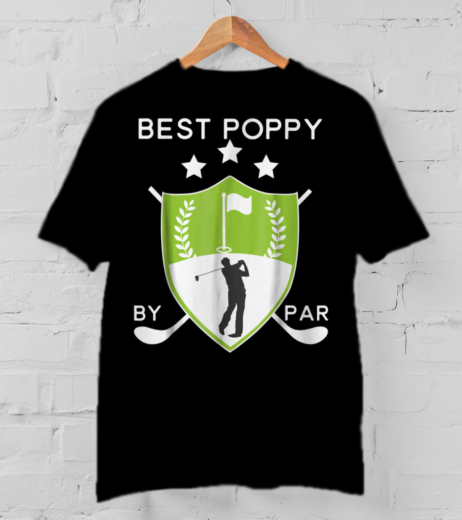 Best Poppy By Par Golf Golfer Crest Shield T-Shirt