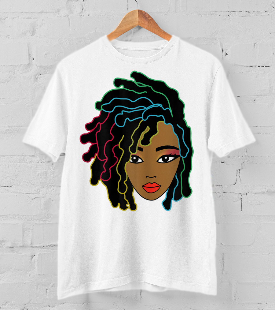 Black Girl With Colorful Locs Hair Pride T-Shirt