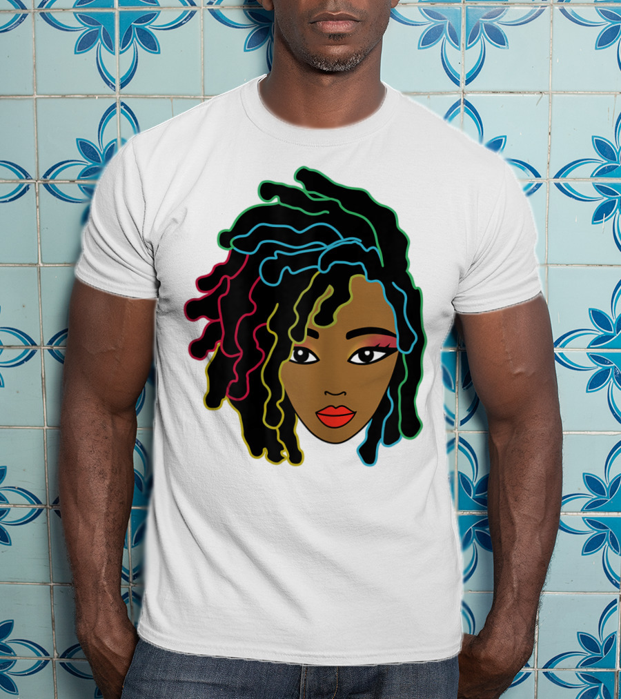 Black Girl With Colorful Locs Hair Pride T-Shirt