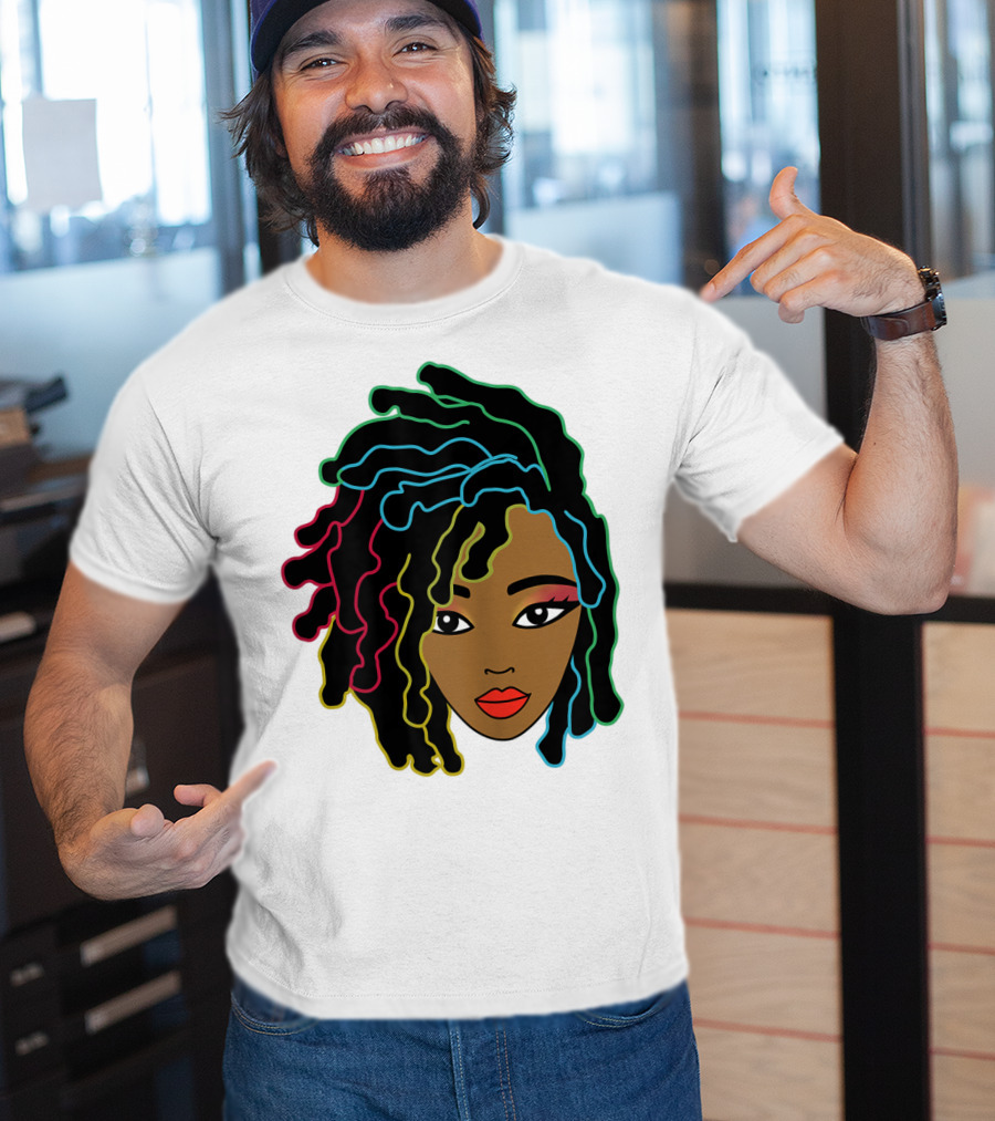 Black Girl With Colorful Locs Hair Pride T-Shirt