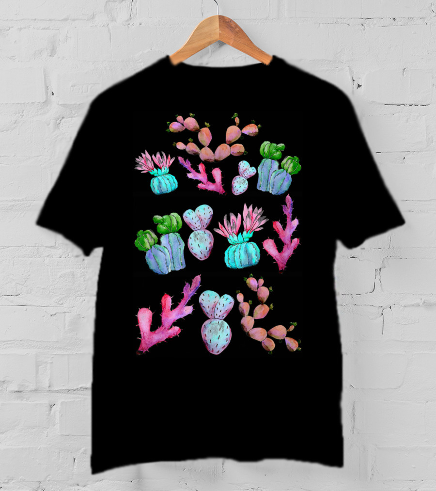 Botanical Watercolor Cactus Succulent Lady T-Shirt