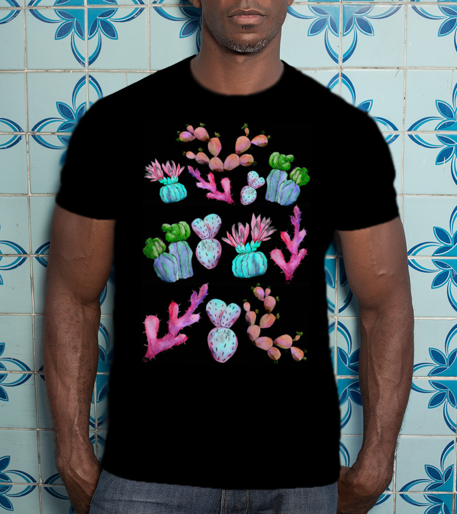Botanical Watercolor Cactus Succulent Lady T-Shirt