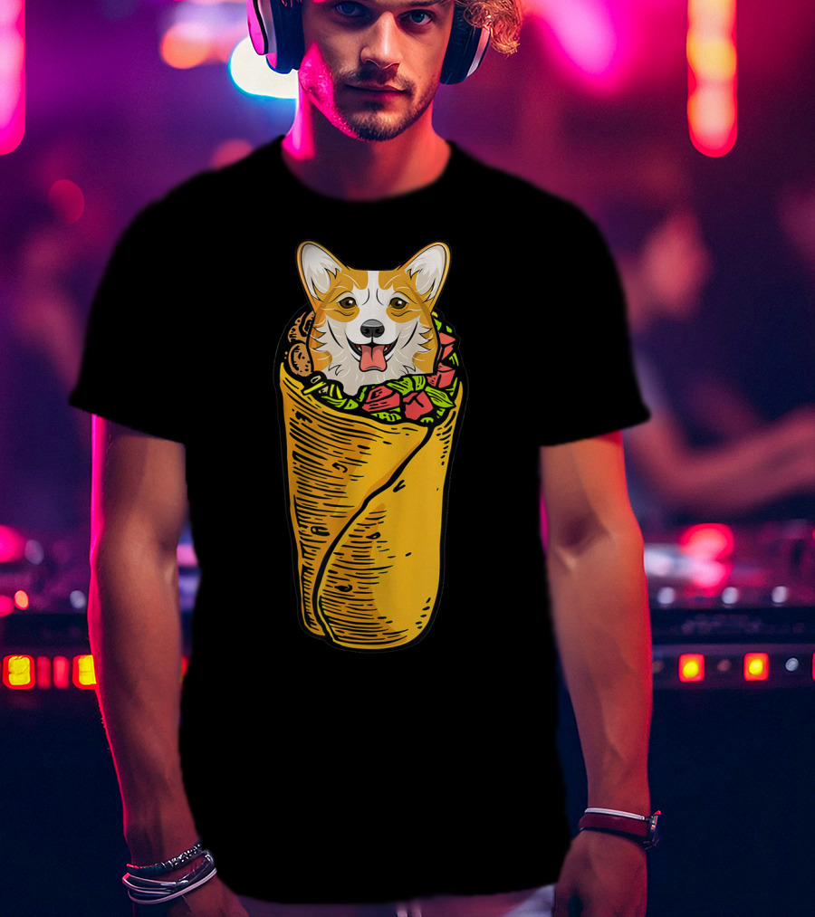Cinco De Mayo Corgi In Burrito Mexican Food T-Shirt