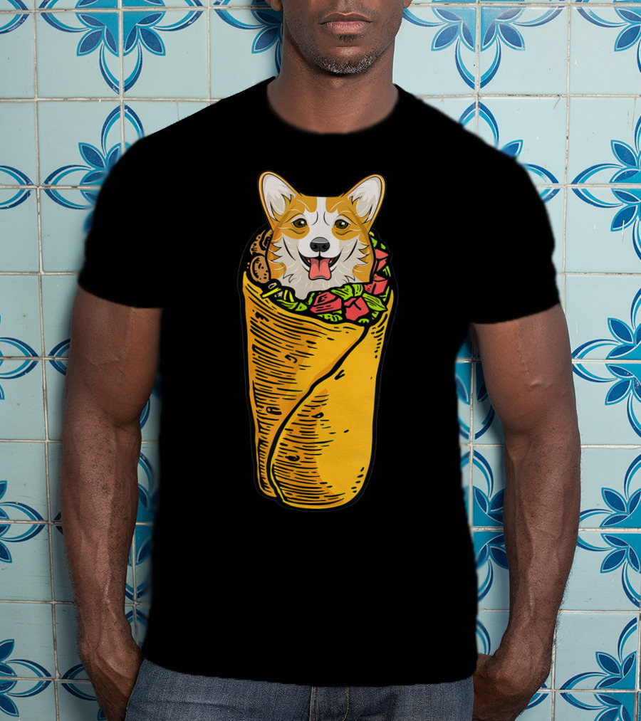 Cinco De Mayo Corgi In Burrito Mexican Food T-Shirt