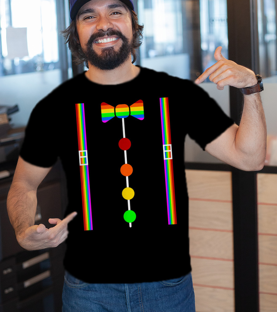 Clown Tie Rainbow Bowtie Suspenders Costume Circus Carnival T-Shirt