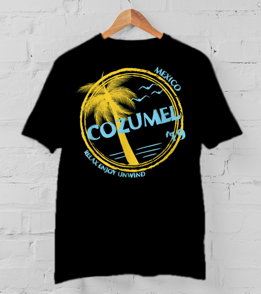 Cozumel Mexico Relax Enjoy Unwind Palm Tree 79 Spring Brea Souvenir T-Shirt