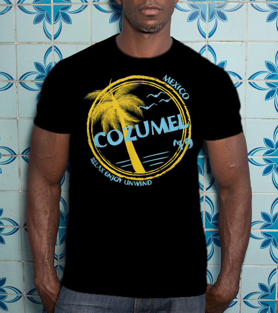 Cozumel Mexico Relax Enjoy Unwind Palm Tree 79 Spring Brea Souvenir T-Shirt