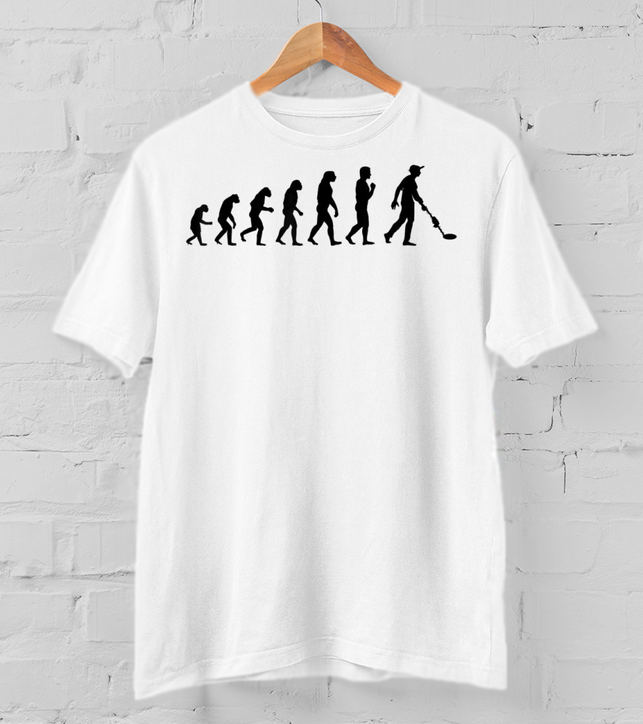 Cute Historical Metal Detecting Evolution Silhouette Progression T-Shirt