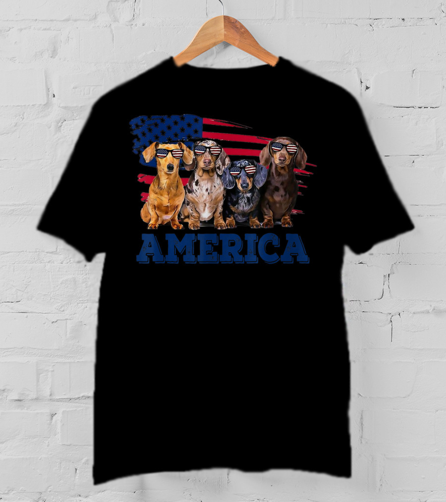 America Dachshund Breed Dog Flag Patriot T-Shirt