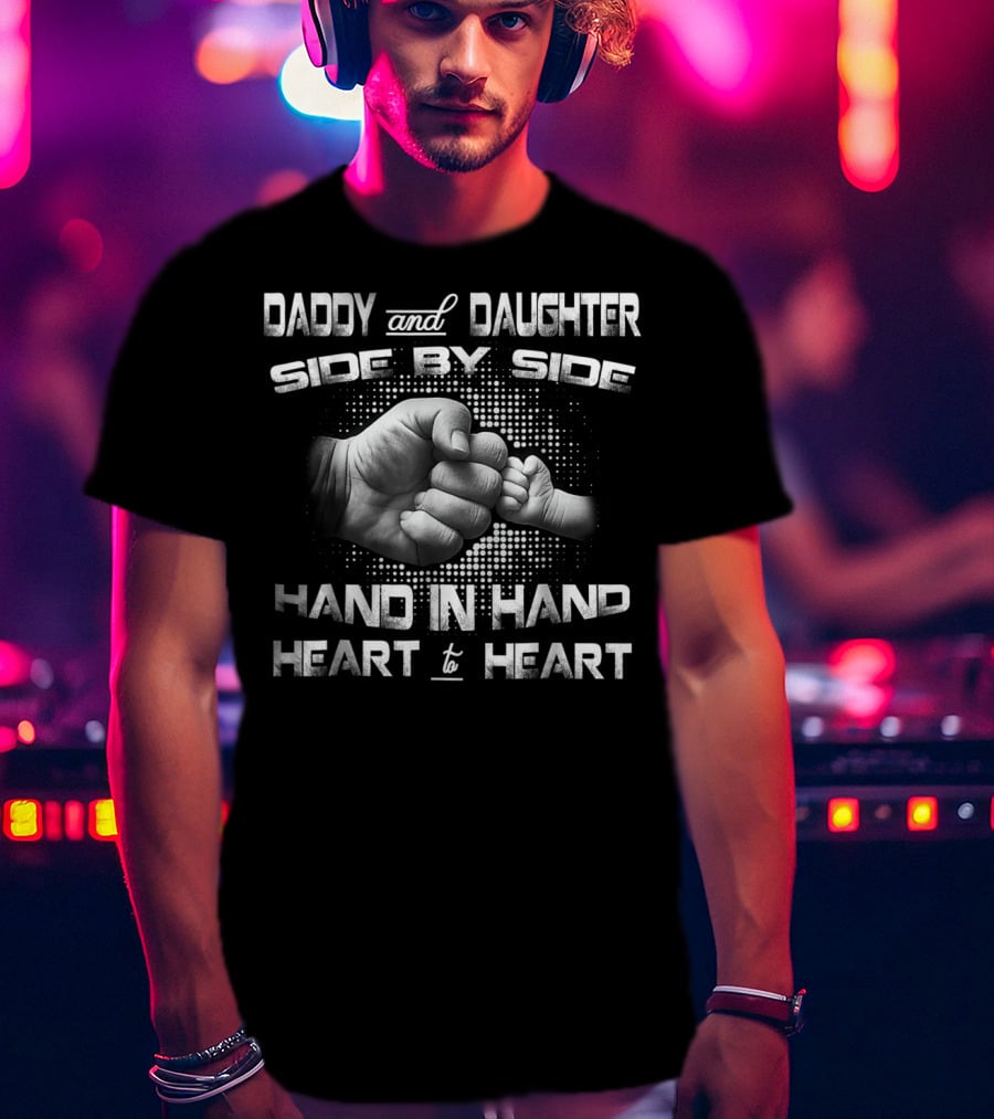 Daddy And Daughter Side By Side Hand In Hand Heart To Heart T-Shirt