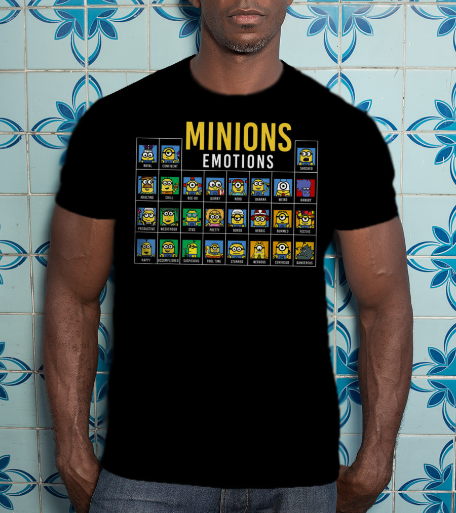 Minions Emotions Chart Featuring Despicable Me Characters T-Shirt