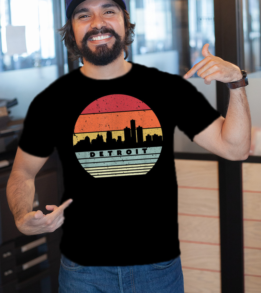Detroit Skyline Retro Souvenir USA T-Shirt