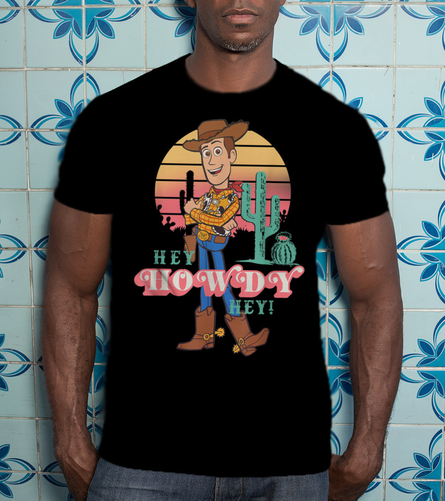 Disney Pixar Toy Story 4 Woody Hey Howdy Hey Sunset Desert Scene T-Shirt