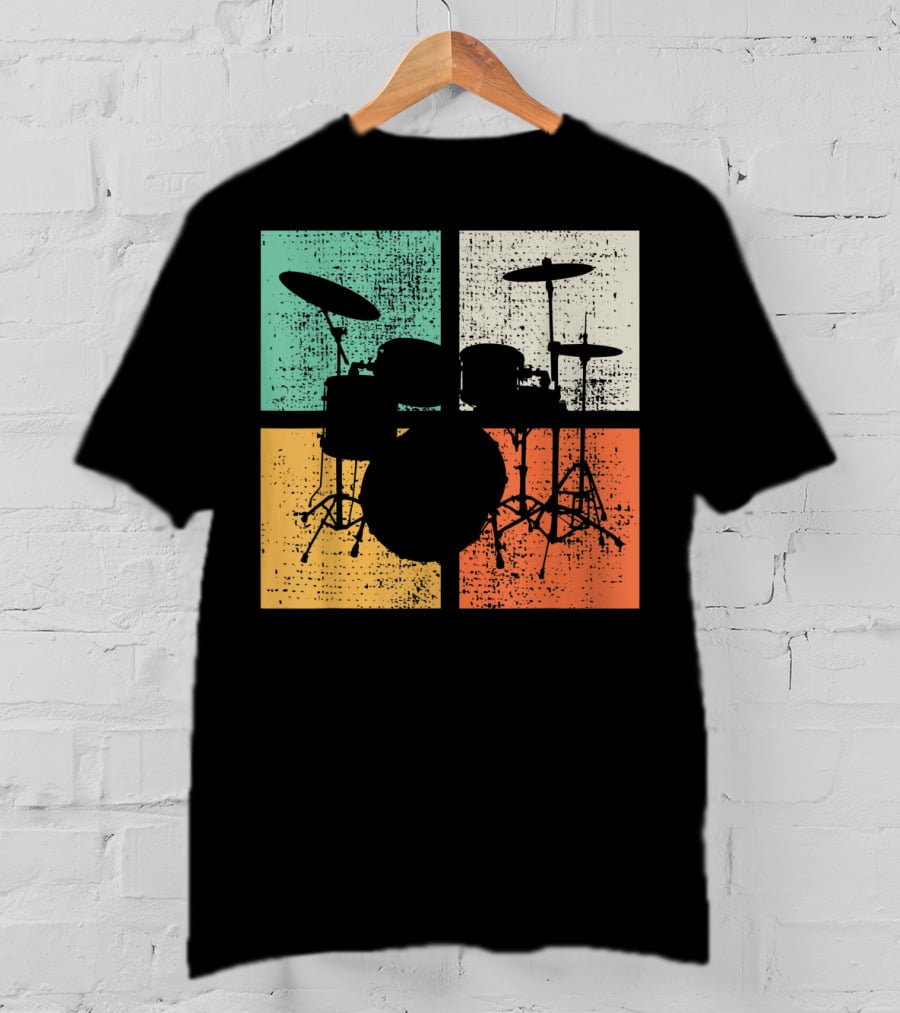 Drummer Drumline Drumset Retro Drum Kit T-Shirt