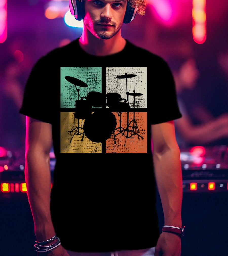 Drummer Drumline Drumset Retro Drum Kit T-Shirt