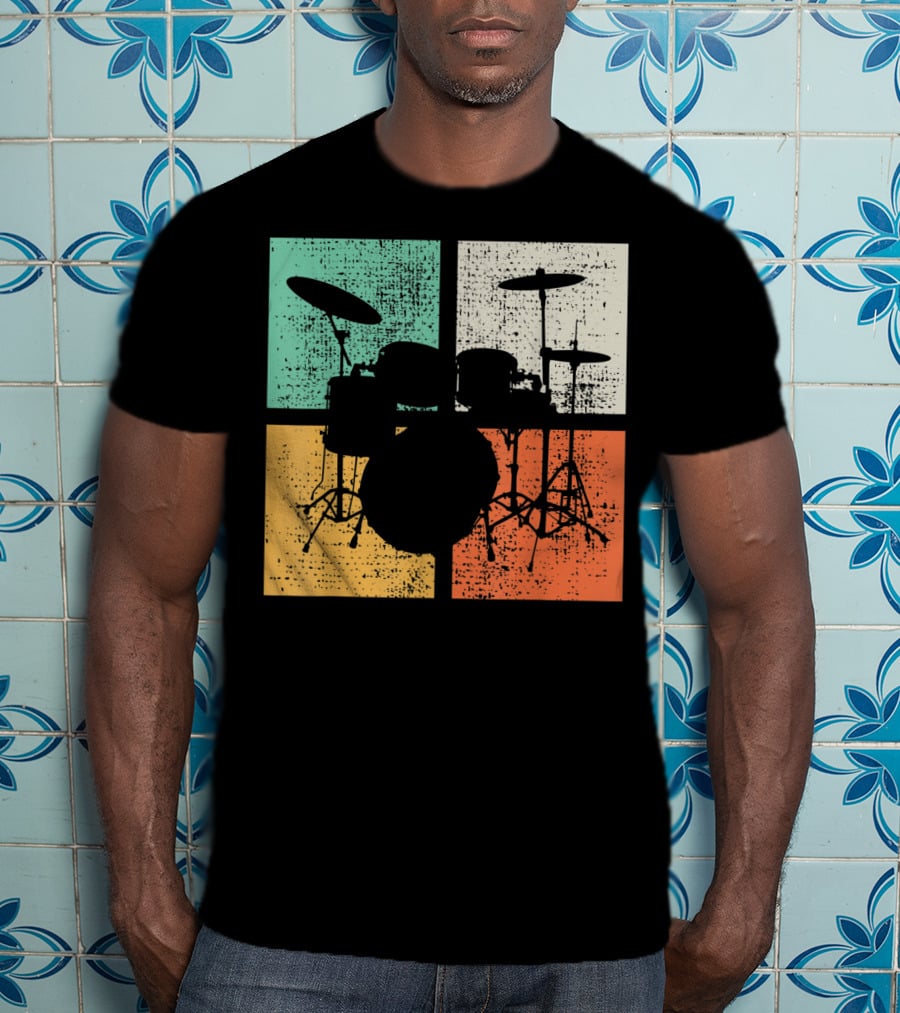 Drummer Drumline Drumset Retro Drum Kit T-Shirt