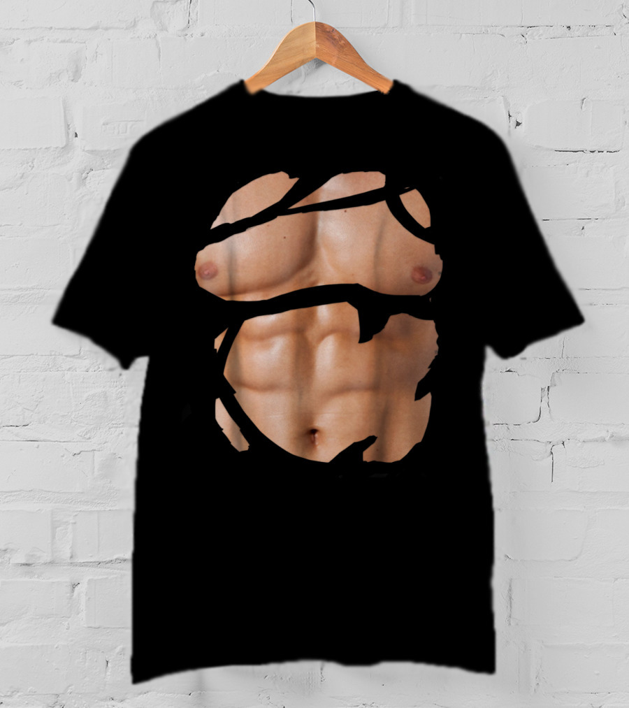 Fake Muscle Under Clothes Chest Six-Pack Abs Bodybuilder Illusion T-Shirt