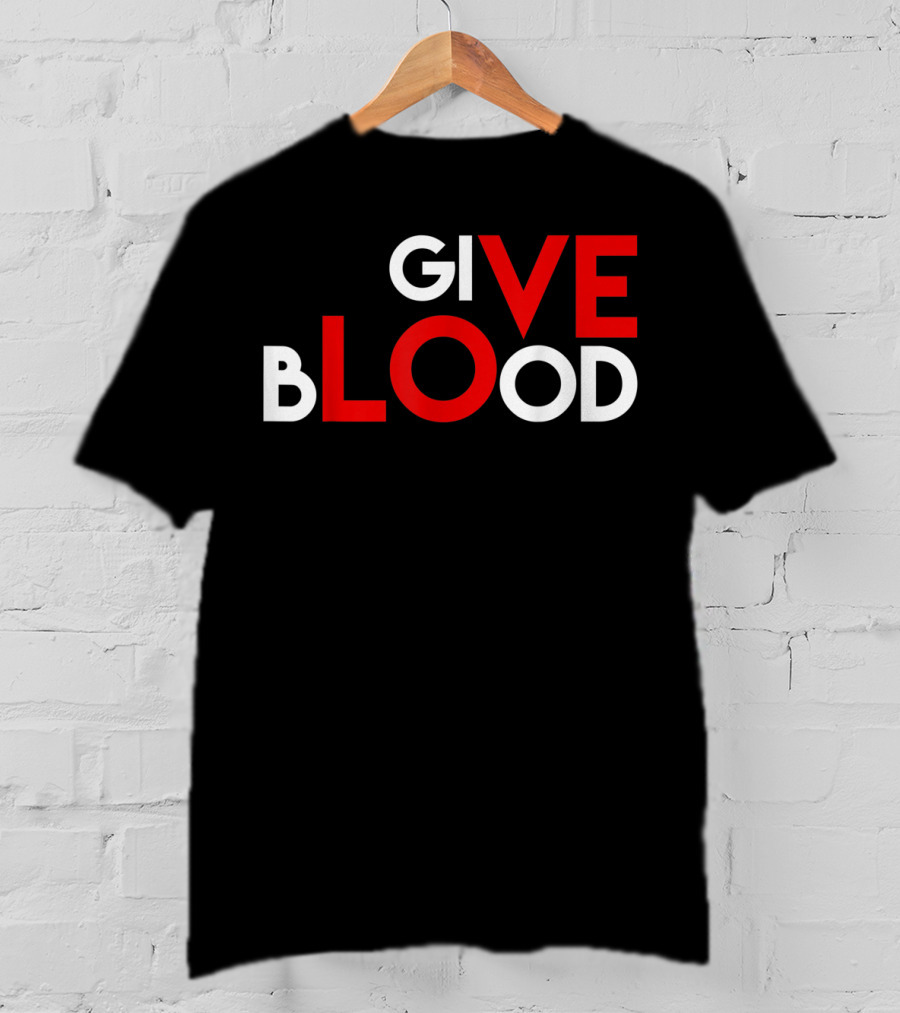 Give Blood Red White LOVE Typography World Blood Donation Day T-Shirt