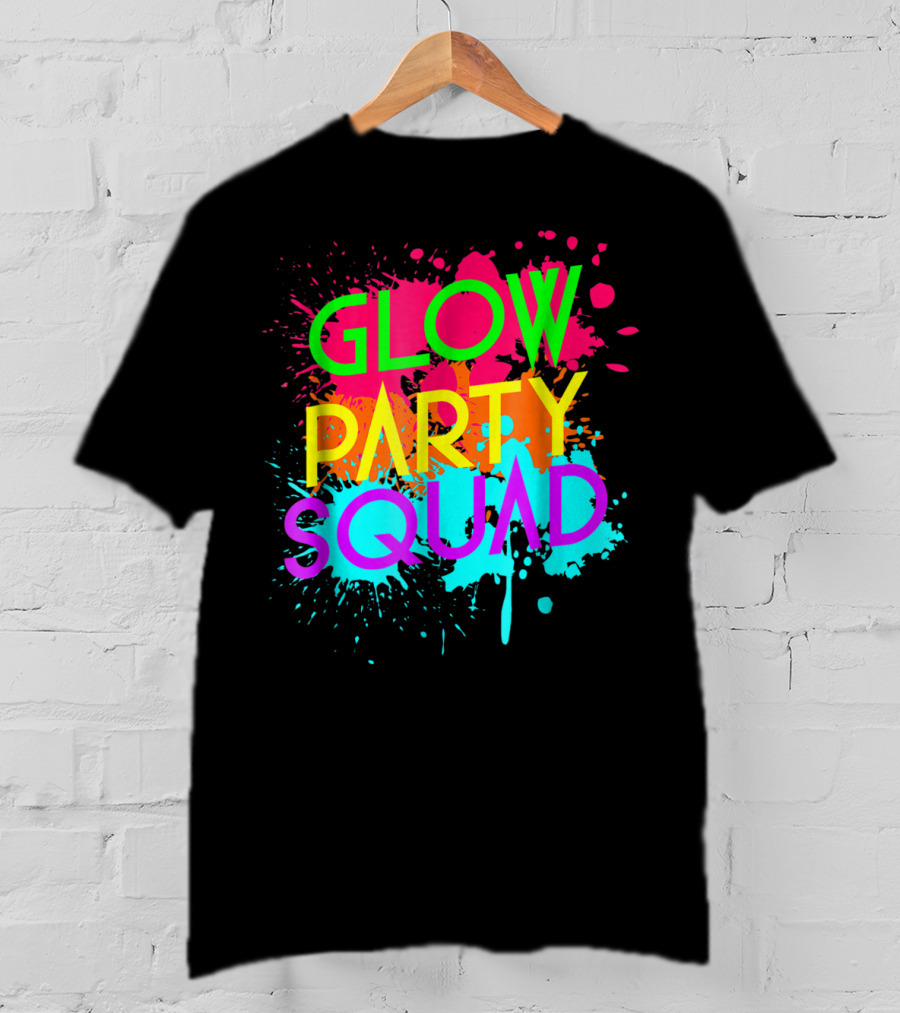 Glow Party Squad Neon Effect Splash Colors T-Shirt