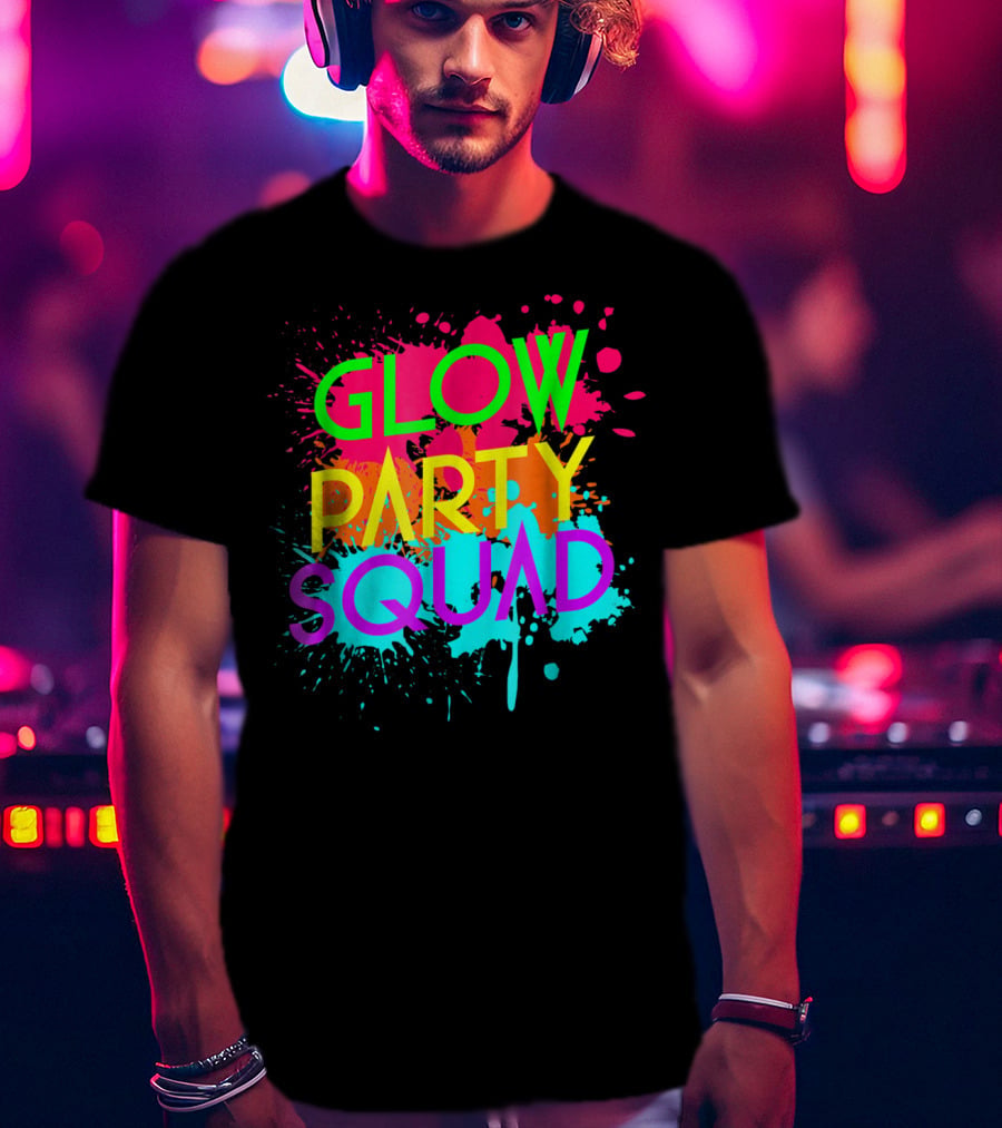Glow Party Squad Neon Effect Splash Colors T-Shirt