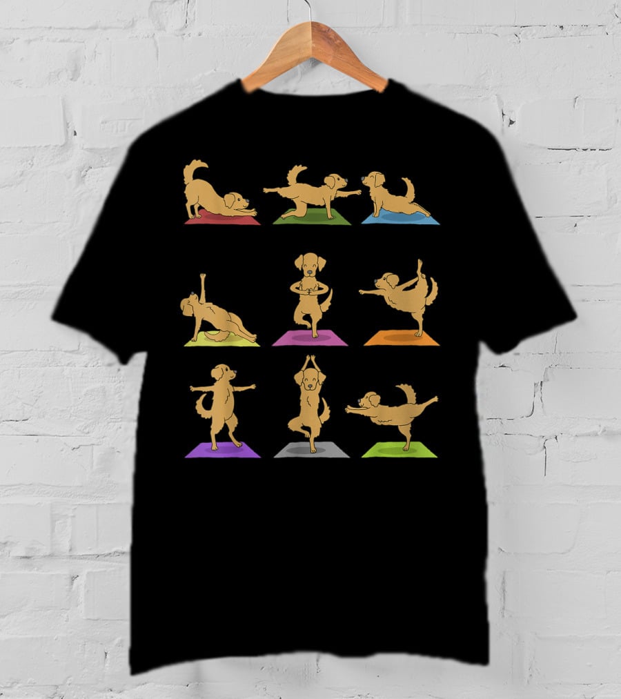 Golden Retriever Yoga Poses Funny Dogs In Yoga T-Shirt