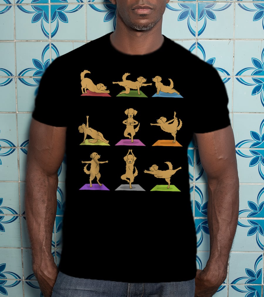 Golden Retriever Yoga Poses Funny Dogs In Yoga T-Shirt