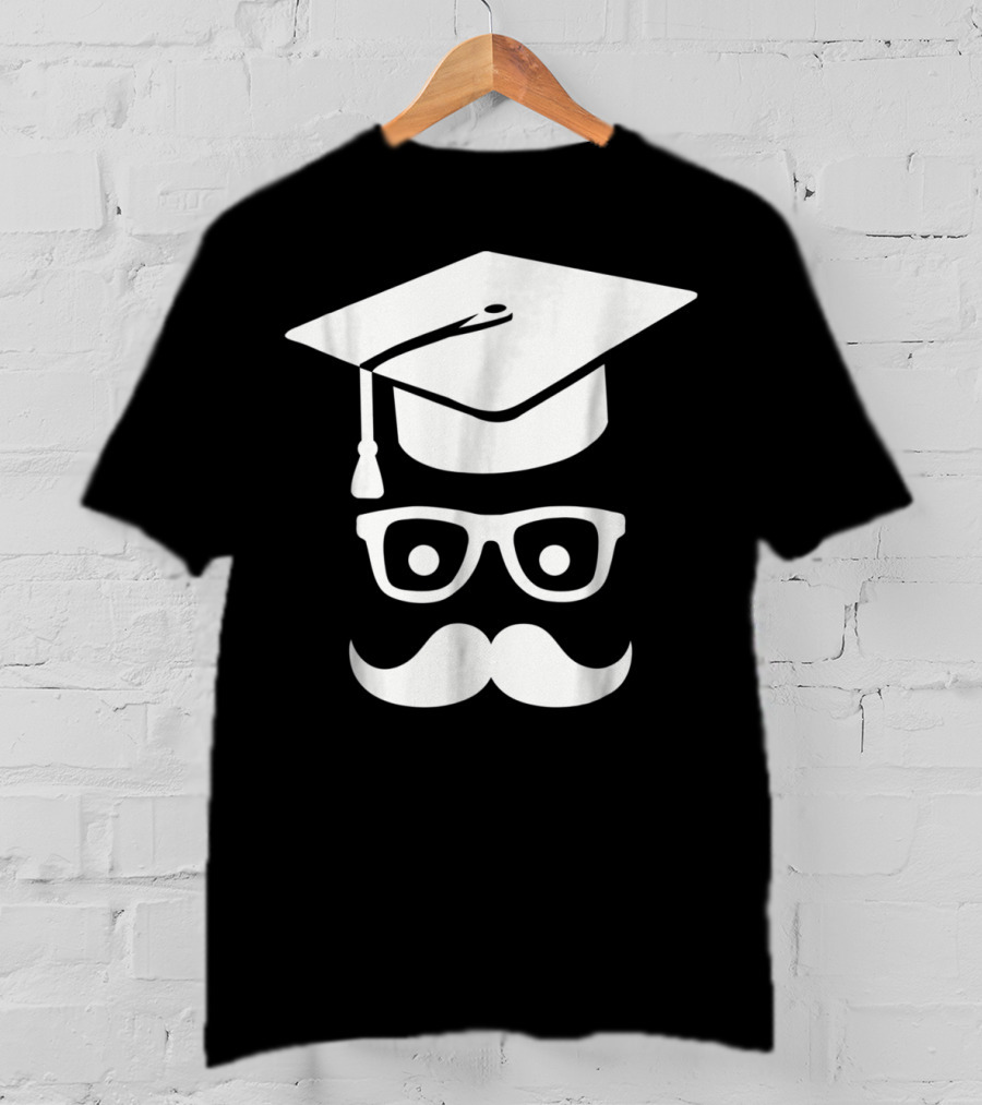 Graduation Smiley Mustache With Glasses And Cap T-Shirt