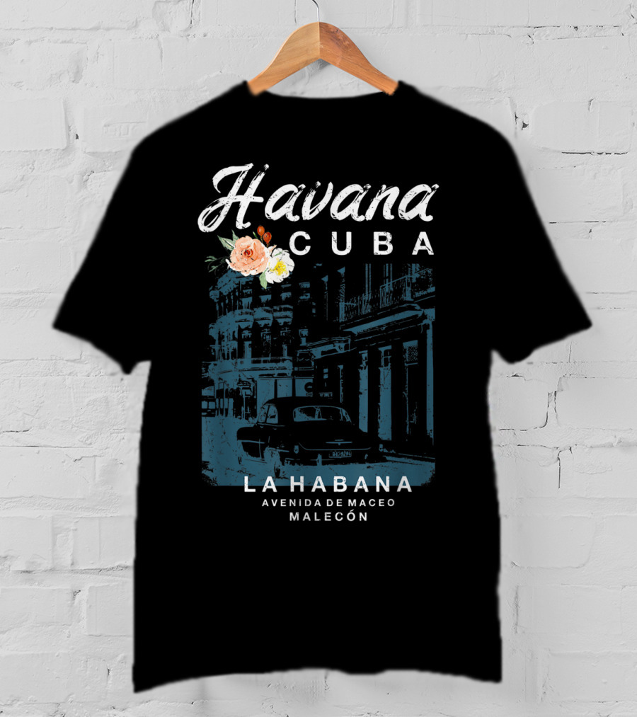 Havana Cuba La Habana Avenida De Maceo Malecón Vintage Travel T-Shirt