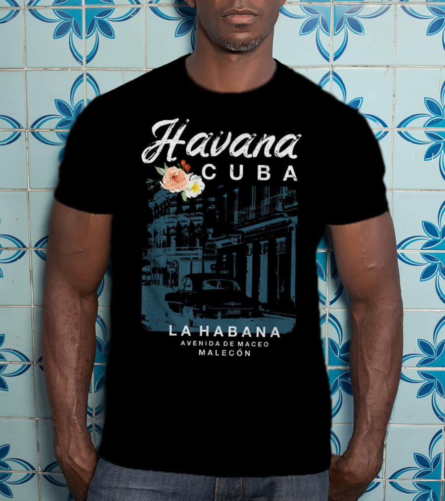 Havana Cuba La Habana Avenida De Maceo Malecón Vintage Travel T-Shirt