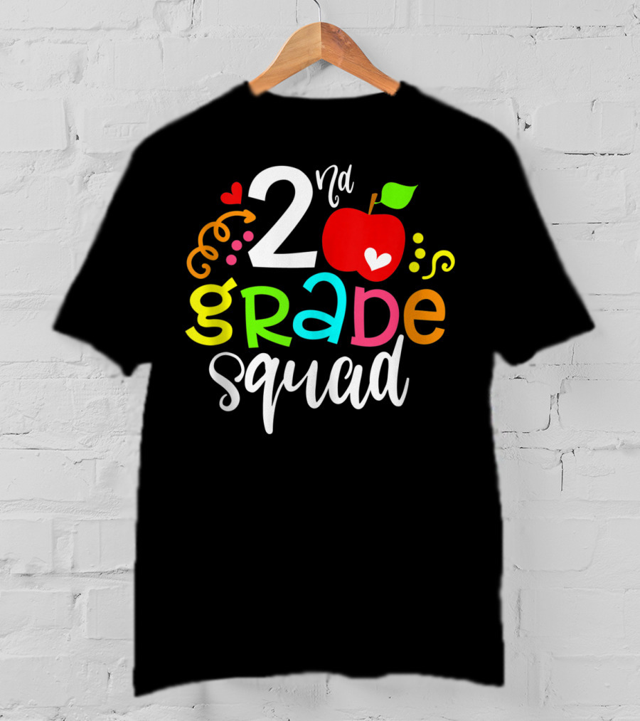 2nd Grade Squad Apple Graphic Second Grade Team T-Shirt
